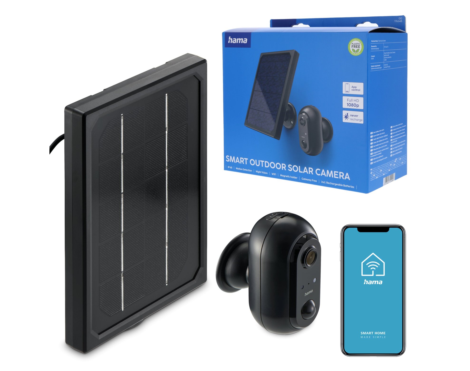 Hama kamera zewnętrzna WIFI akumulatorowa panel słoneczny noktowizor FULLHD