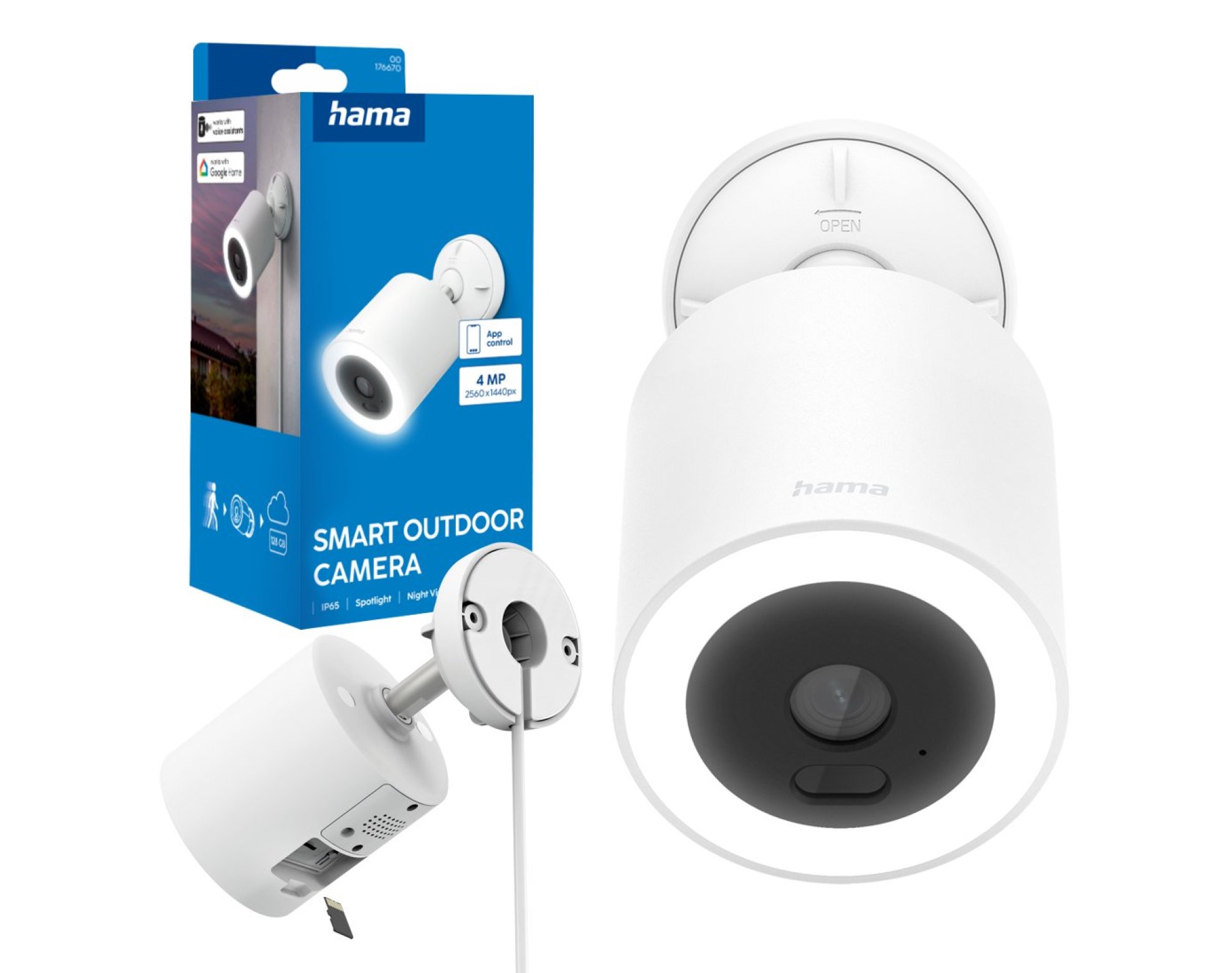 Hama Smart Security Camera ze Spotlight, kamera zewnętrzna IP65 z reflektorem