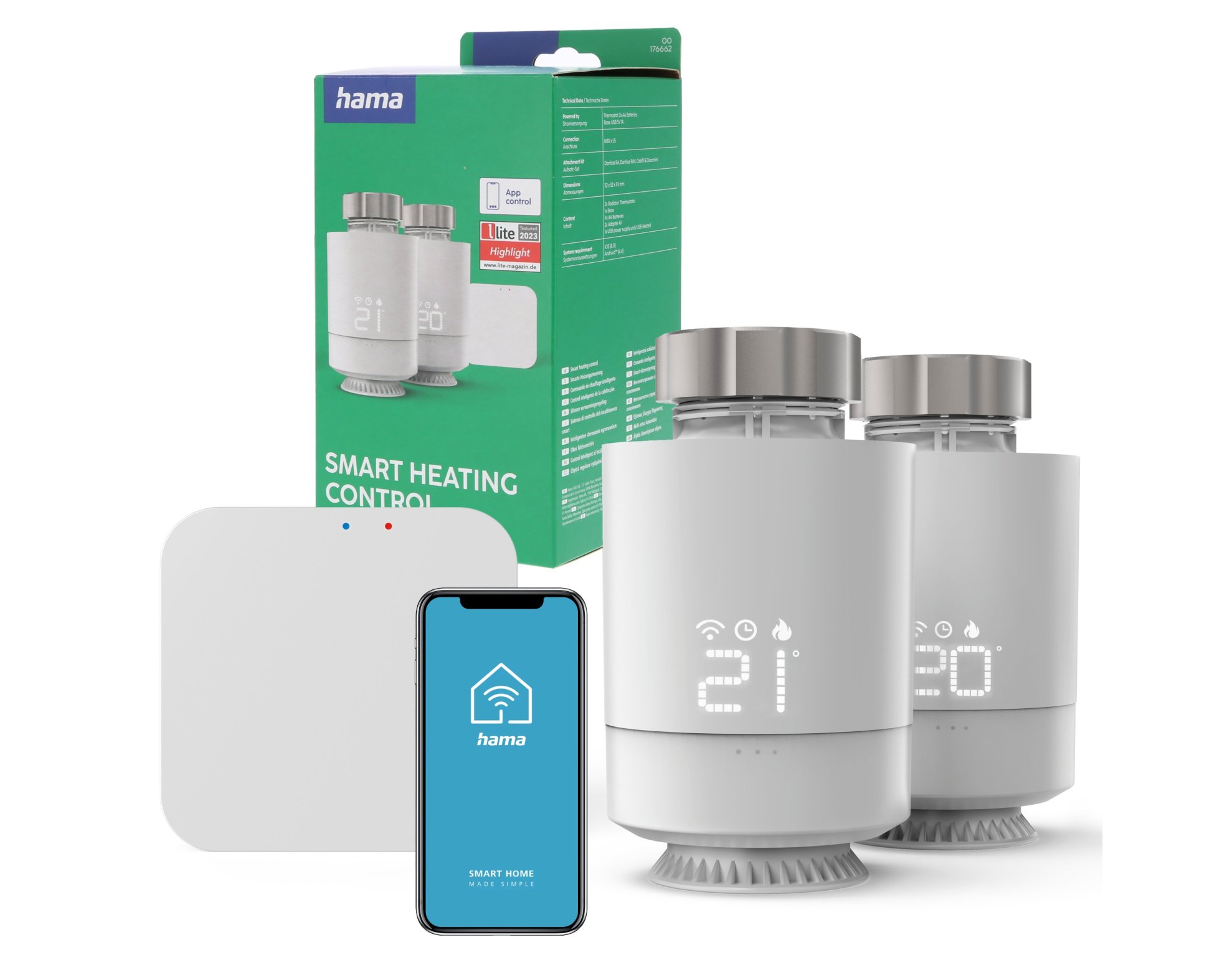 Hama zestaw 2X głowica termostatyczna WIFI SMART + przekaźnik mostek bramka