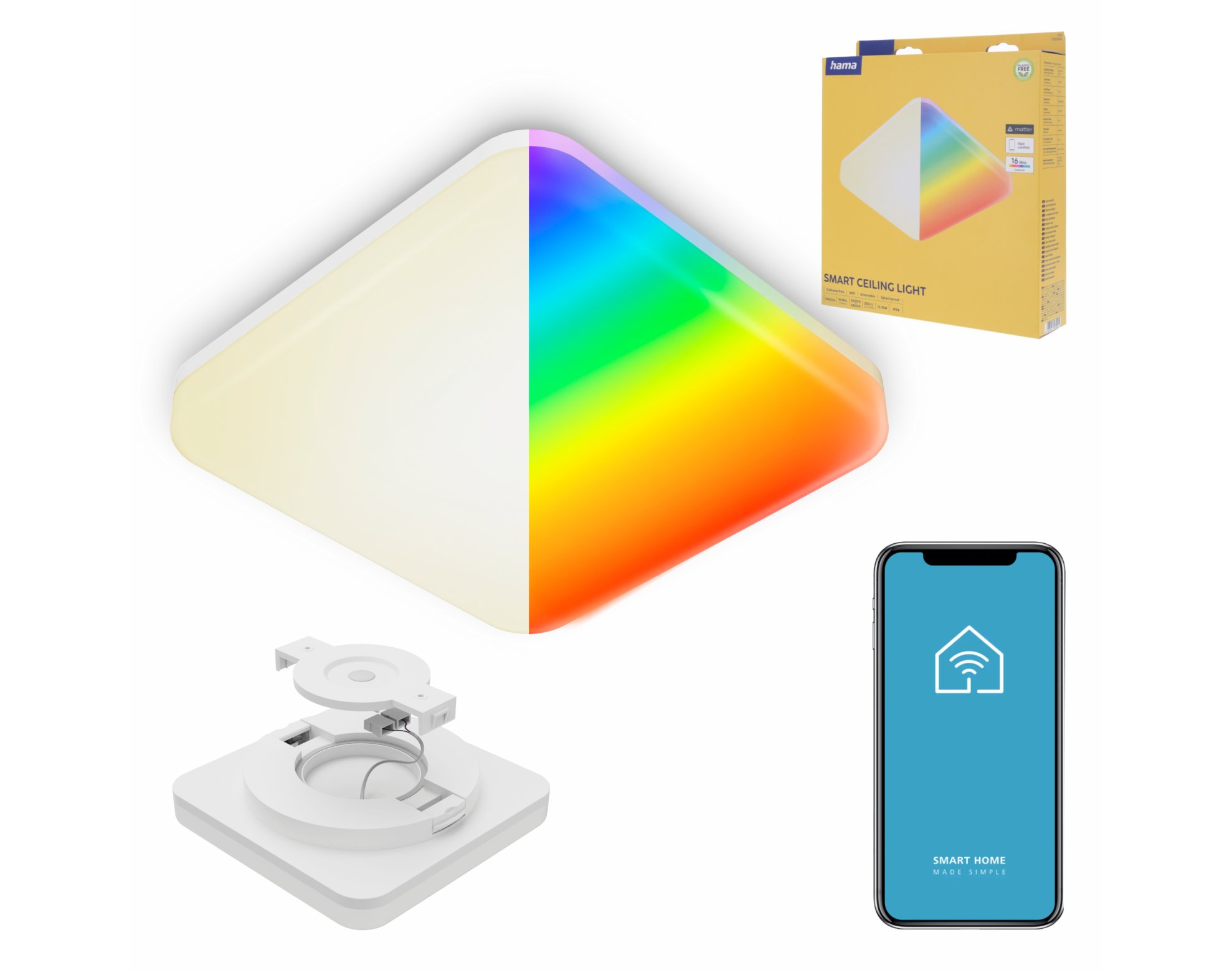 Inteligentna lampa Hama sufitowa LED Wi-Fi RGBW ściemnialna Matter Smart