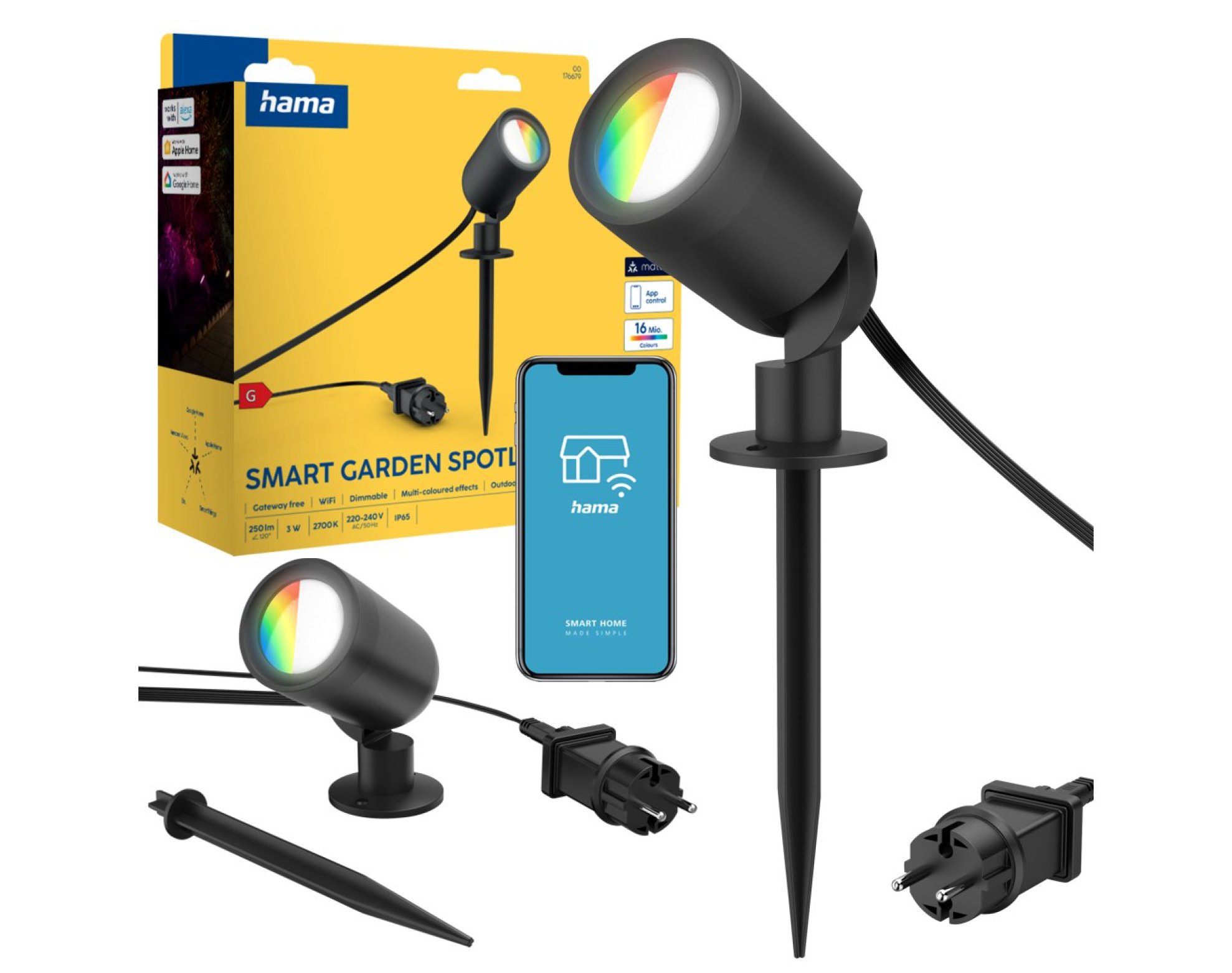 Inteligentna lampa ogrodowa LED Hama WiFi IP65 Matter