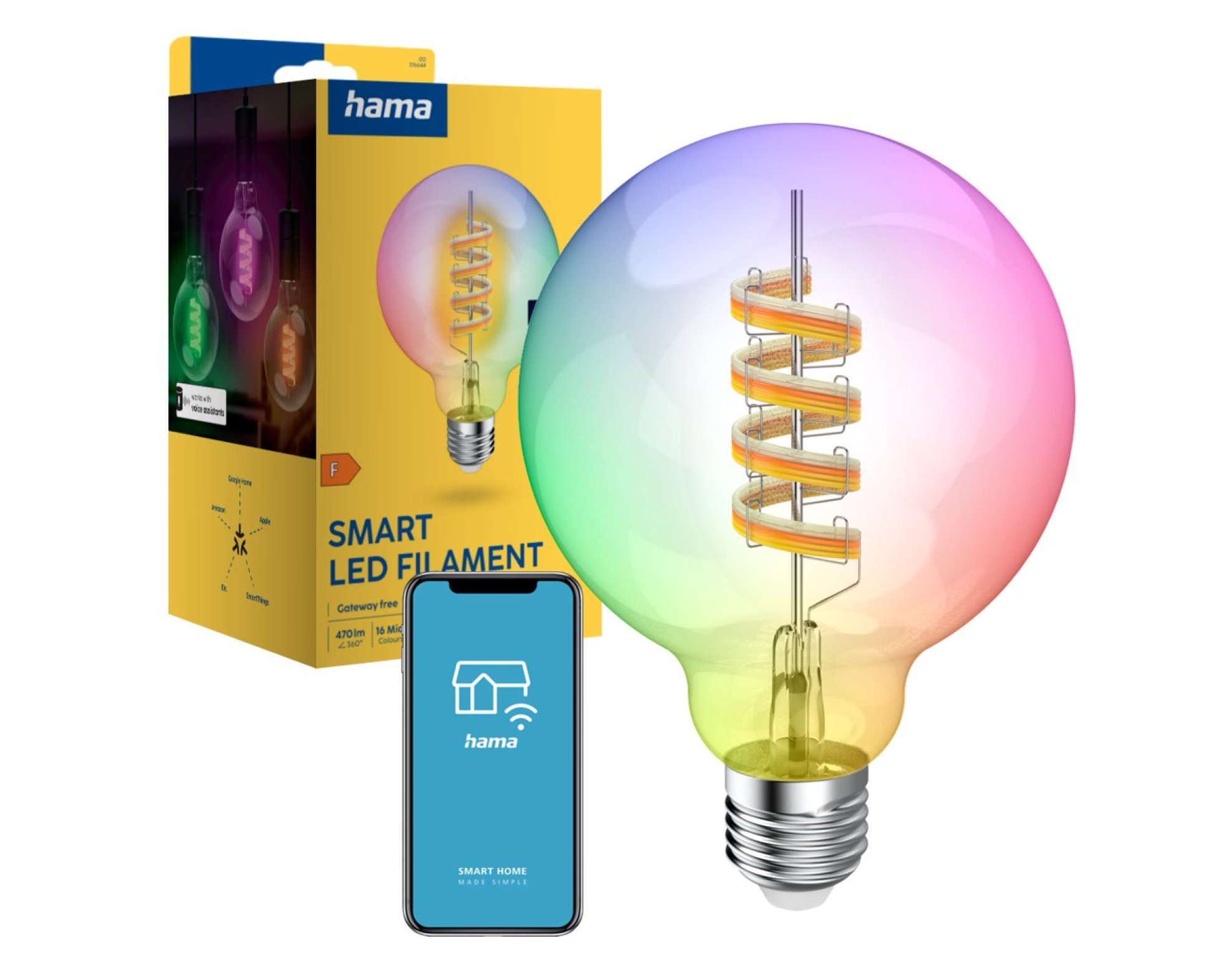 Inteligentna żarówka LED Filamentowa GLOBE E27 RGBW Hama WiFi Smart Matter