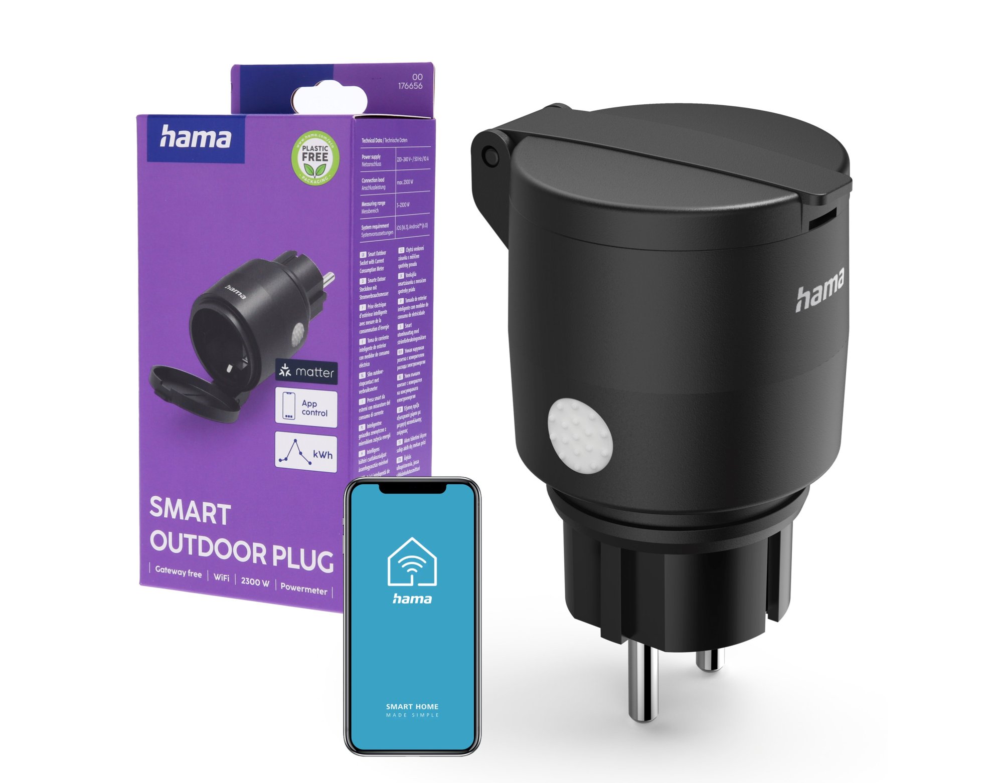 Inteligentne Gniazdo WiFi zewnętrzne Hama z pomiarem zużycia energii SMART
