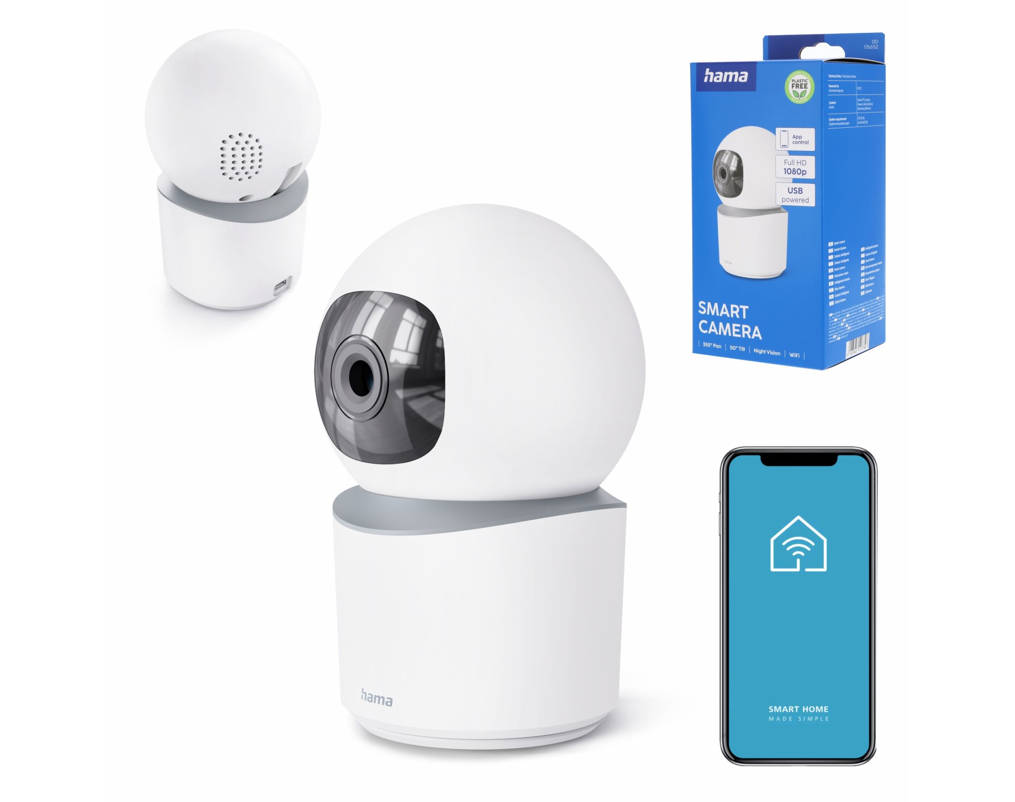 Kamera wewnętrzna obrotowa smart Hama Wi-Fi Full HD