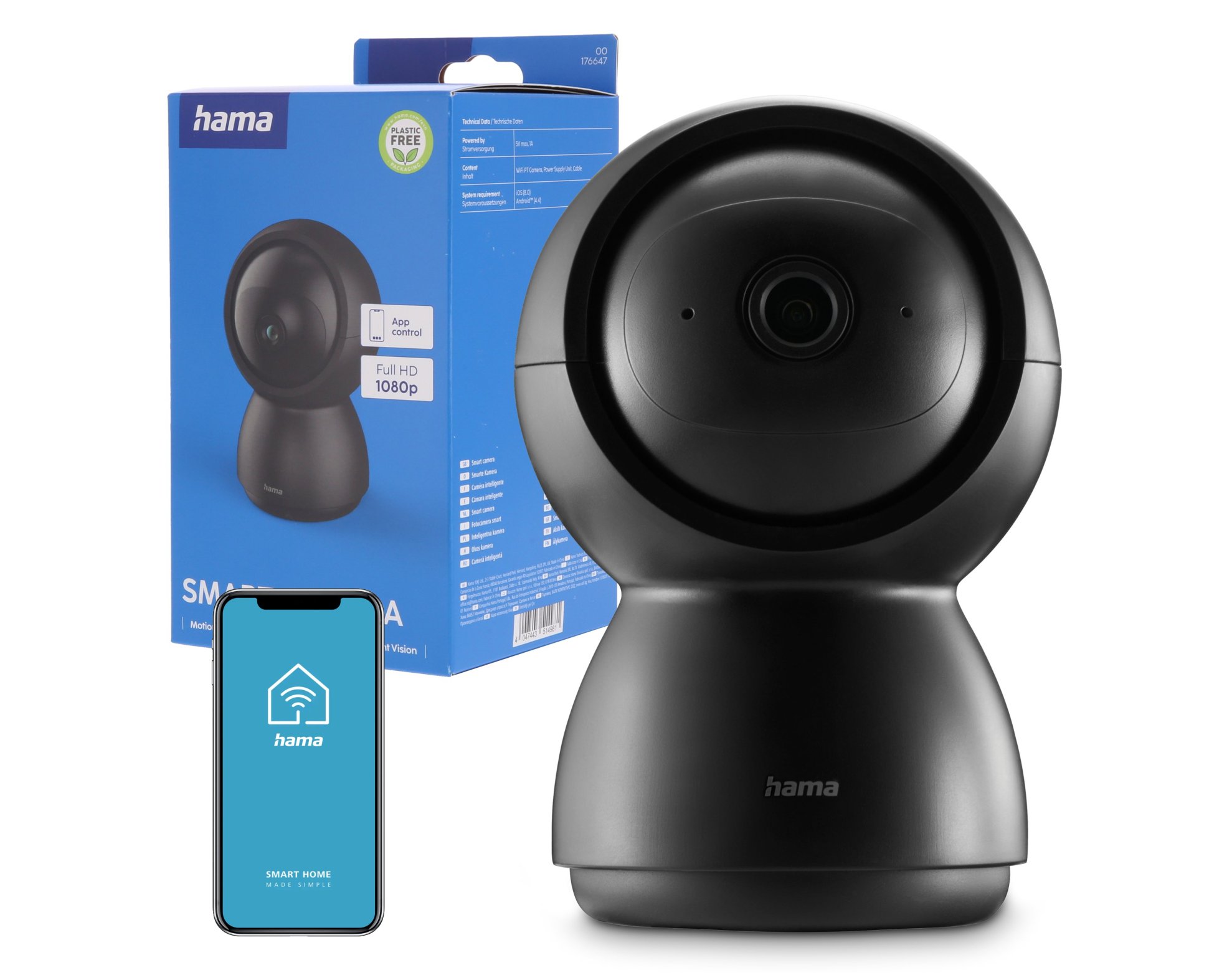 Obrotowa kamera SMART wewnętrzna WiFi Hama z czujnikiem ruchu i noktowizorem Full HD