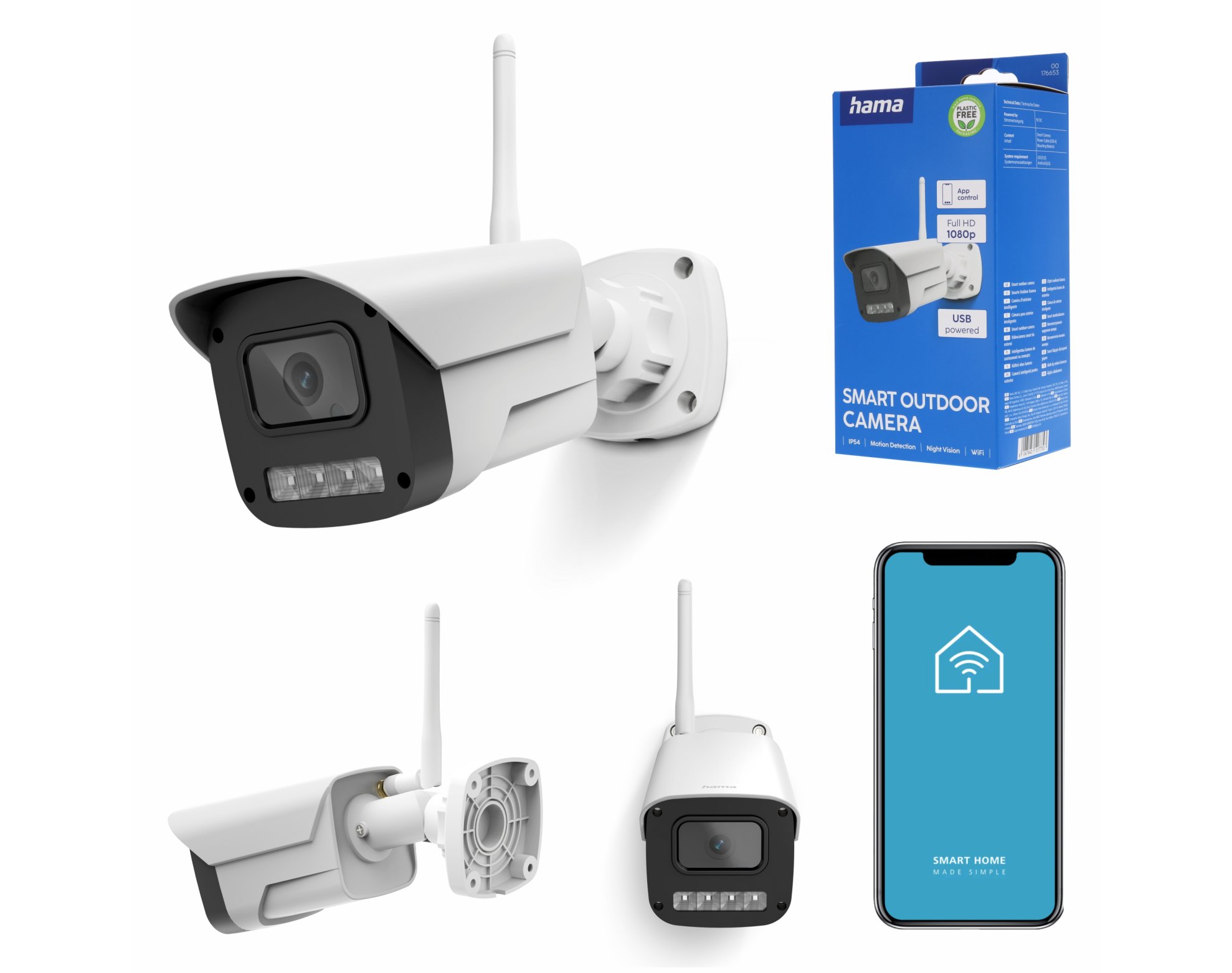 Zewnętrzna kamera Hama Wi-Fi do monitoringu Full HD nagrywanie i tryb nocny