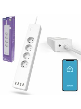 Inteligentny przedłużacz Hama Wi-Fi 4 gniazda z osobnym włącznikiem 4x USB