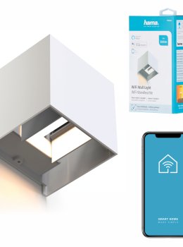 Hama Kinkiet WiFi, kwadratowy 10 cm, IP 44, biały