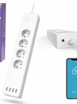Inteligentny przedłużacz Hama Wi-Fi 4 gniazda z osobnym włącznikiem 4x USB